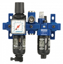 ALTO 1 - Filtre régulateur lubrificateur 2 blocs avec manomètre, fixation et entretoise pour sortie air sec